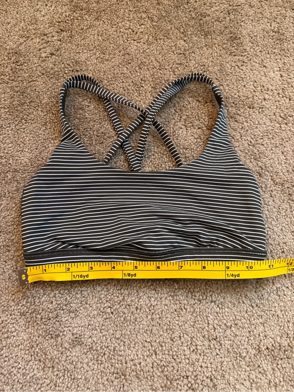 Lululemon Striped Sports Bra — Green and White